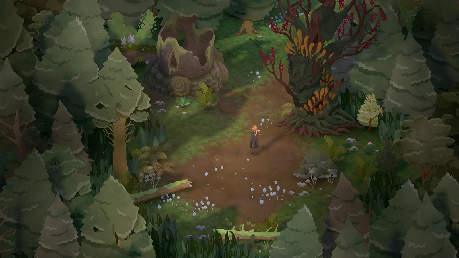 Official screenshot of a student beside a talking tree